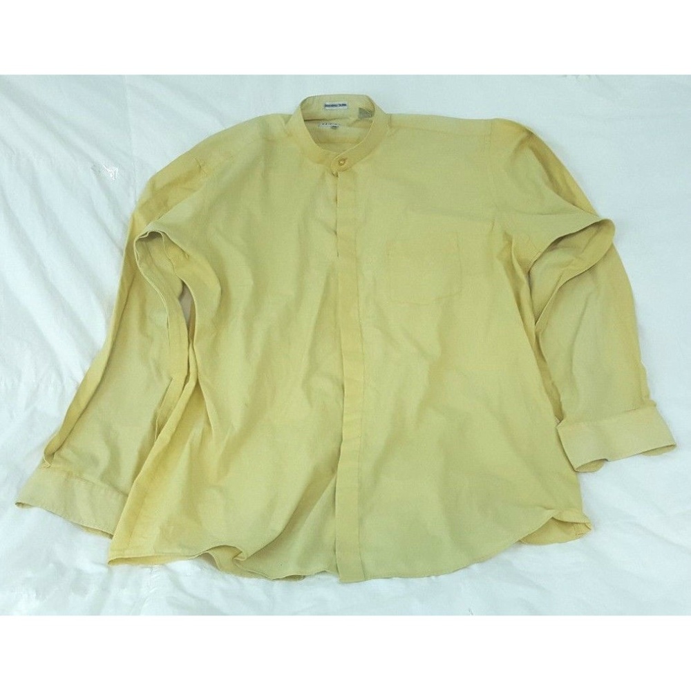 Lucasini Mens Banded Collar Dress Shirt Sz 17 1/2